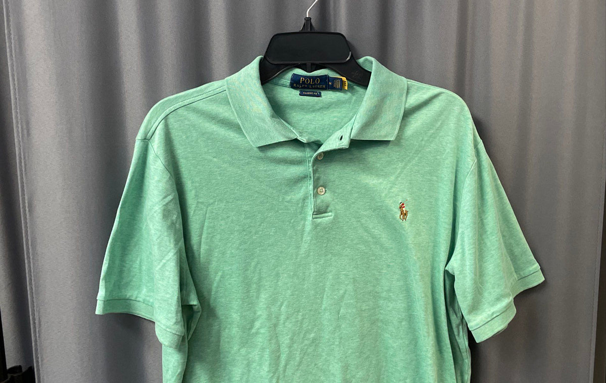 Polo Ralph Lauren Men's Green Classic Fit Heathered Cotton Polo Shirt Sz XL