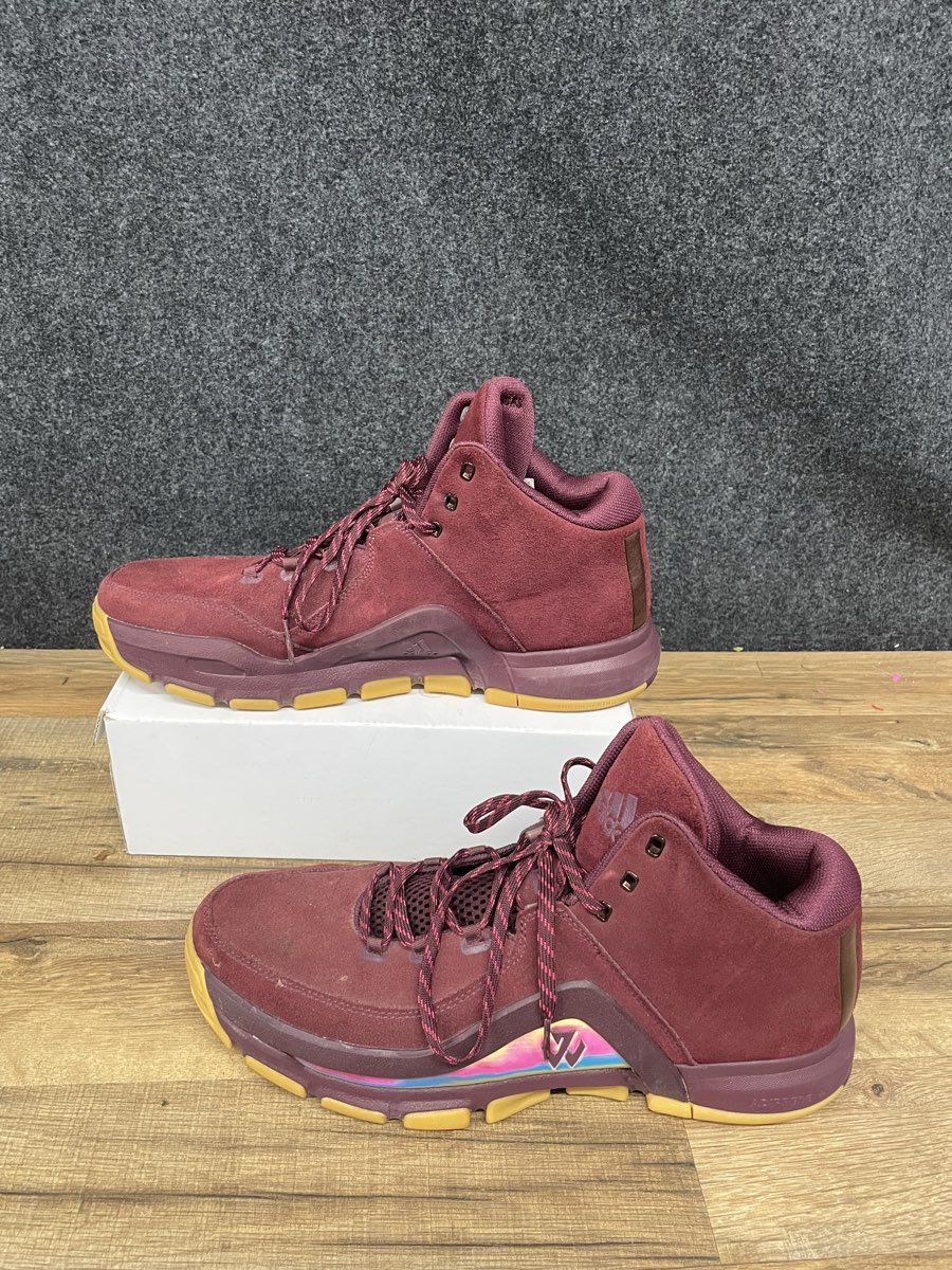 Adidas J Wall 2 DC Life Maroon Burgundy Suede Basketball Sneakers Size 13