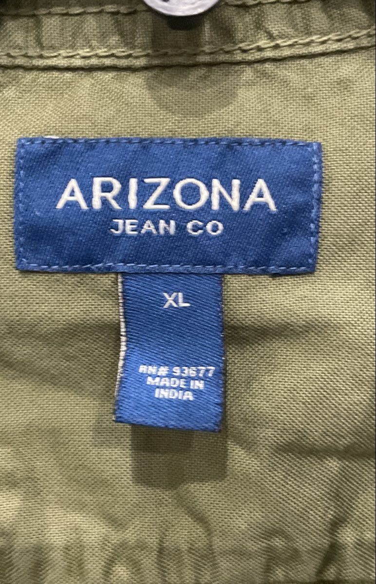 Arizona Jean Co Men's Olive Green Cotton Utility Button Down Shirt Jacket Sz XL