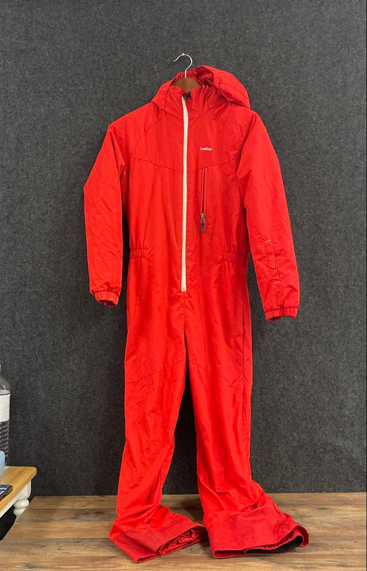 Wed'ze Decathlon Youth Red One-Piece Ski Suit Hooded Insulated Snowsuit Sz 14