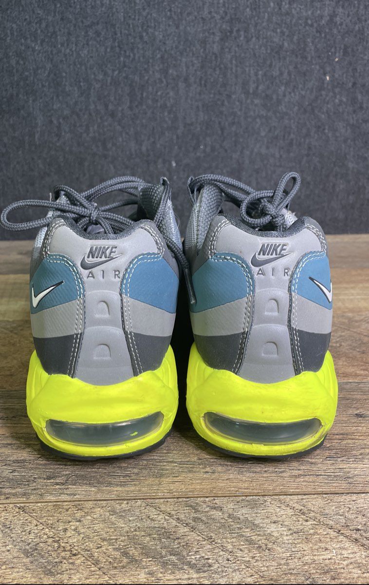 Nike Air Max 95 No Sew Anthracite Cool Grey Blue Yellow Size 9.5