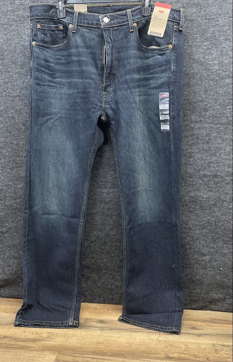 Levi's Men's 505 Regular Fit Straight Leg Stretch Jeans Dark Wash NWT Sz 38x32
