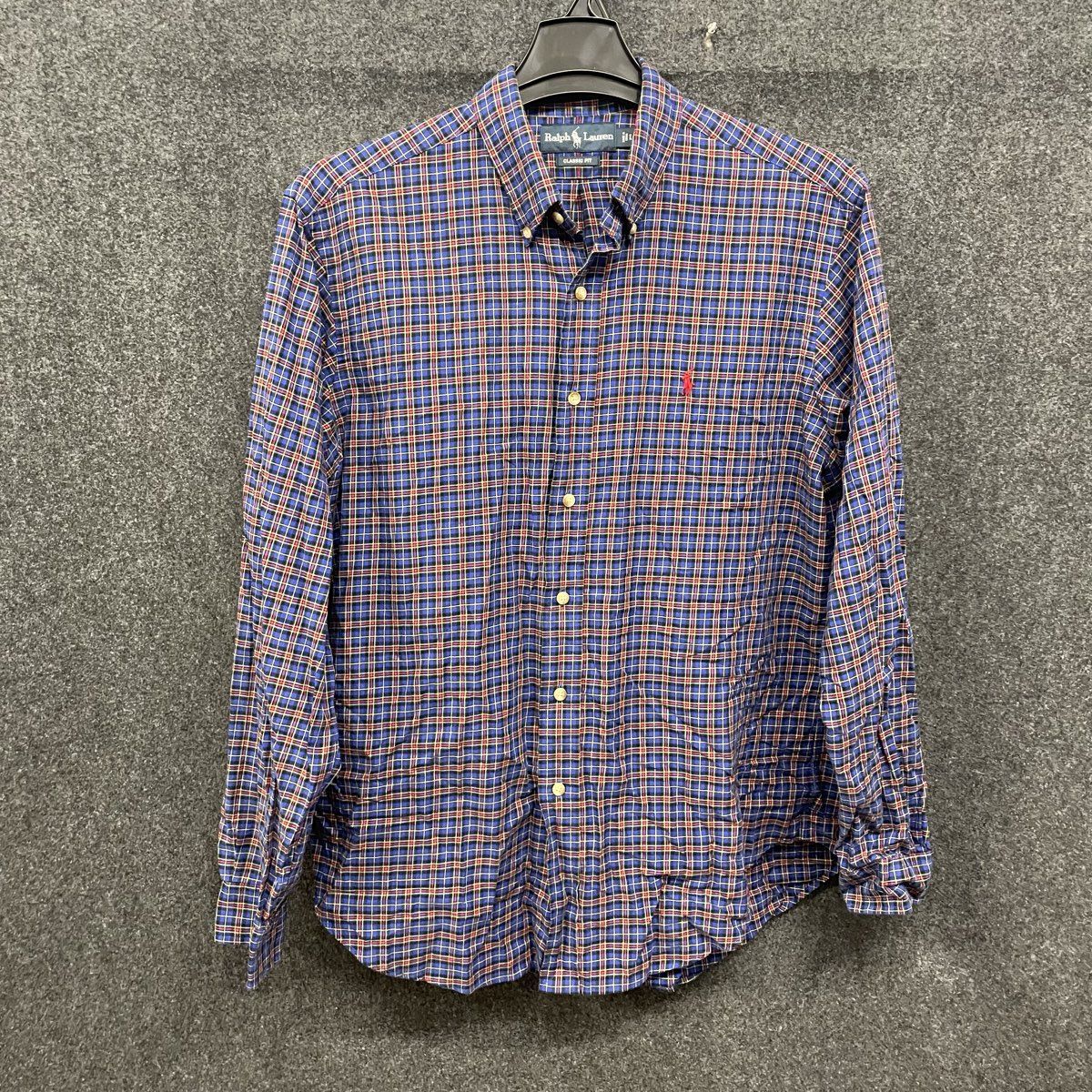 Polo Ralph Lauren Men's Blue Plaid Long Sleeve Button Down Shirt Classic Fit L