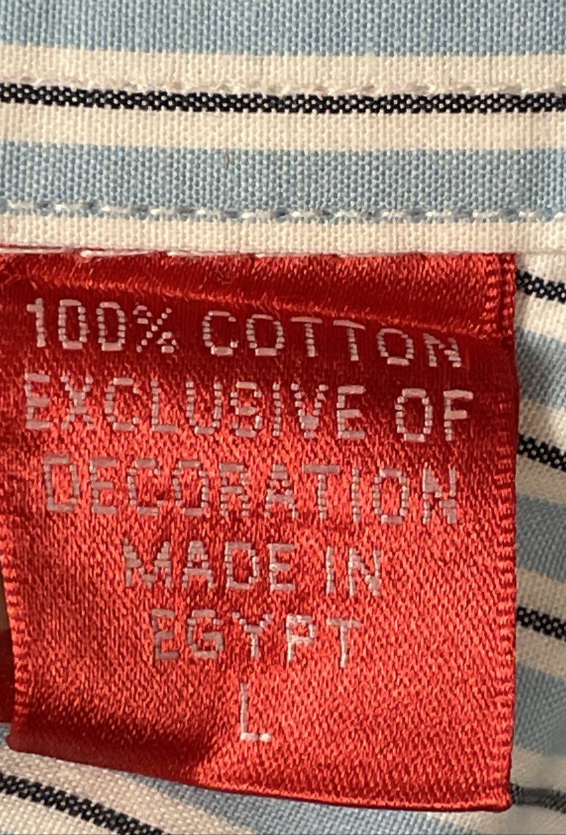 IZOD Men's Blue White Striped Cotton Short Sleeve Button Up Shirt Size L