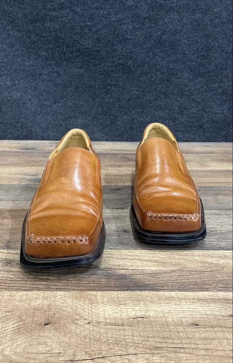 Zota CH2035 Tan Leather Square Toe Slip-On Dress Shoes Loafers Men's Size 10.5