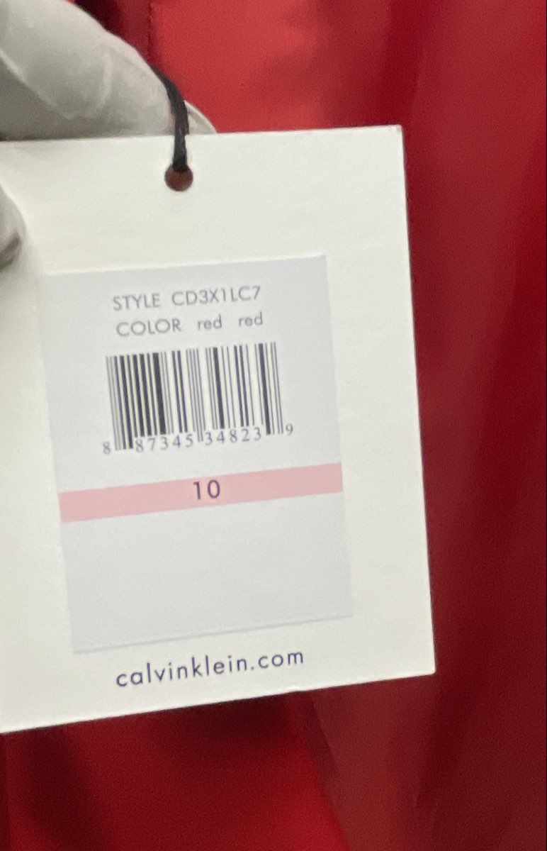 Calvin Klein Women's Red Sleeveless Asymmetrical Tiered Sheath Dress Size 10 NWT