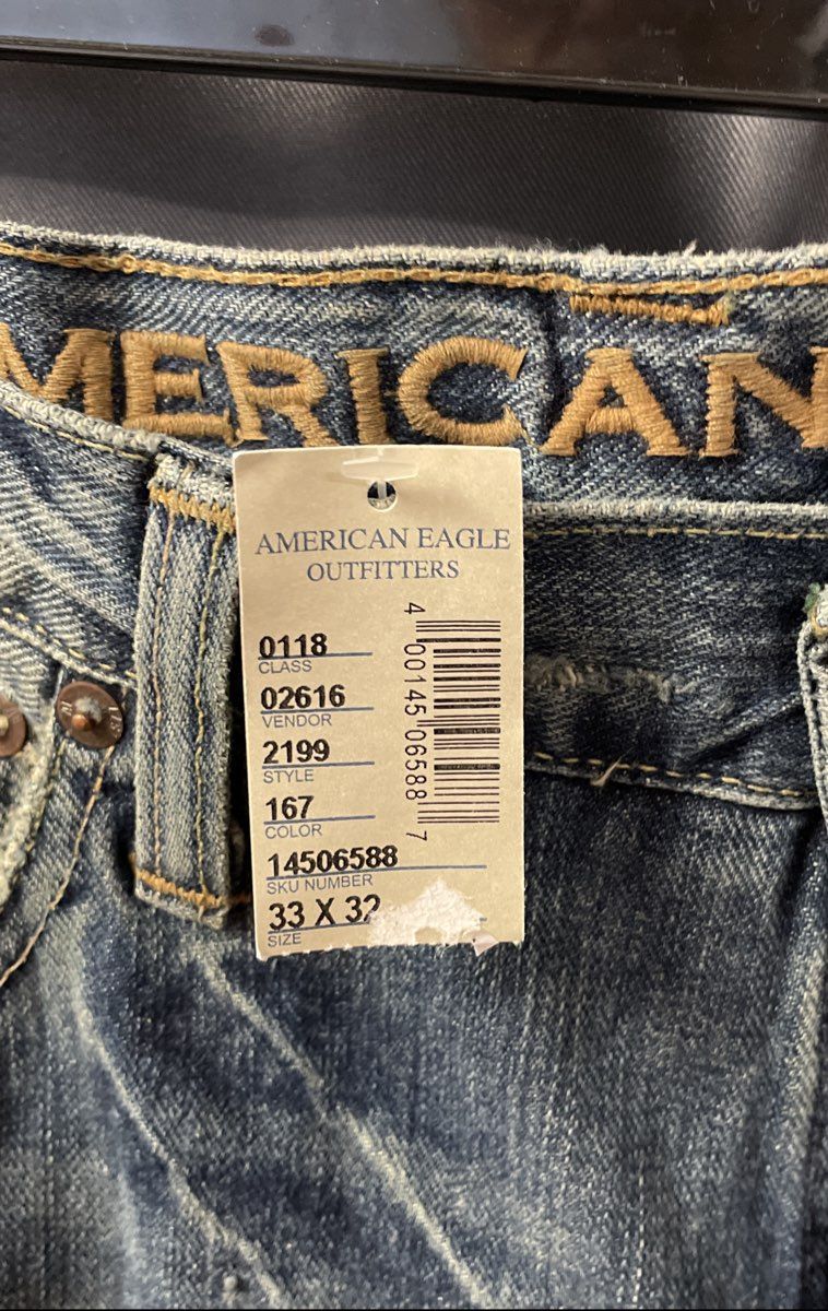 American Eagle Men's Blue Low Rise Slim Boot Jeans Sz 33x32 NWT