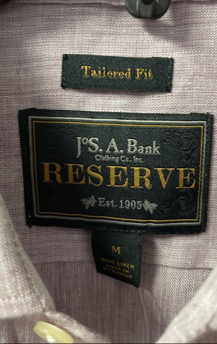 Jos. A. Bank Reserve Men's Purple 100% Linen Tailored Fit Button Up Shirt NWT M