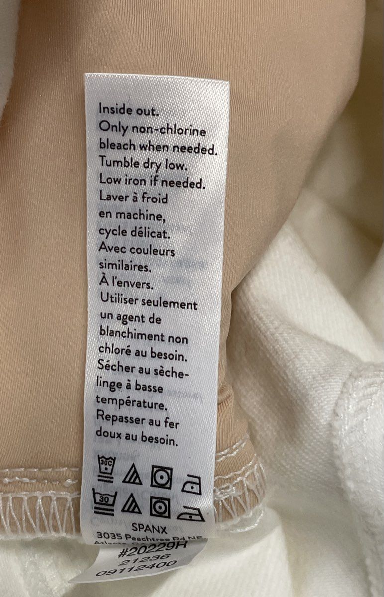 Spanx Women's White Jean-ish Distressed Ankle Leggings Raw Hem Sz M NWT