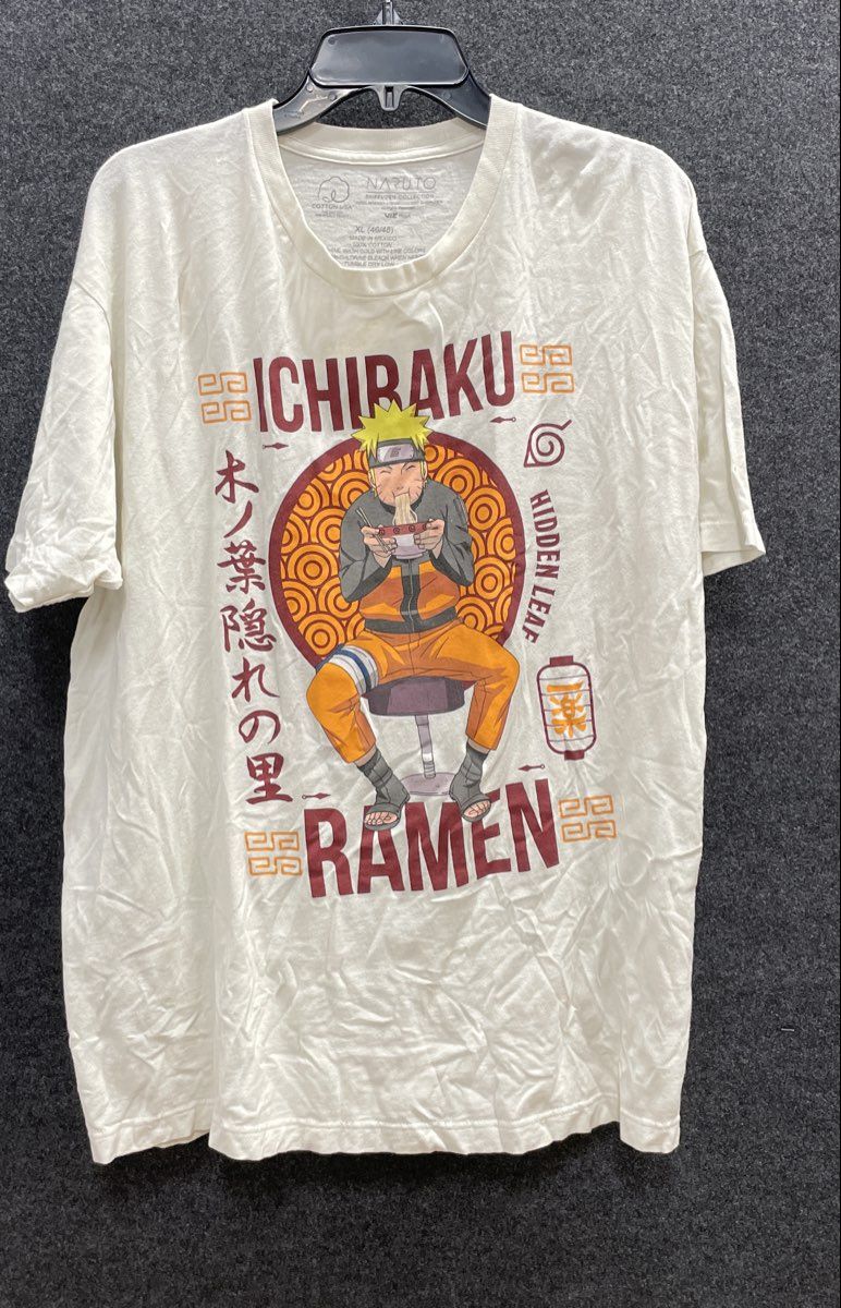 Naruto Men's T-Shirt Cream Shippuden Collection Ichiraku Ramen Graphic Sz XL