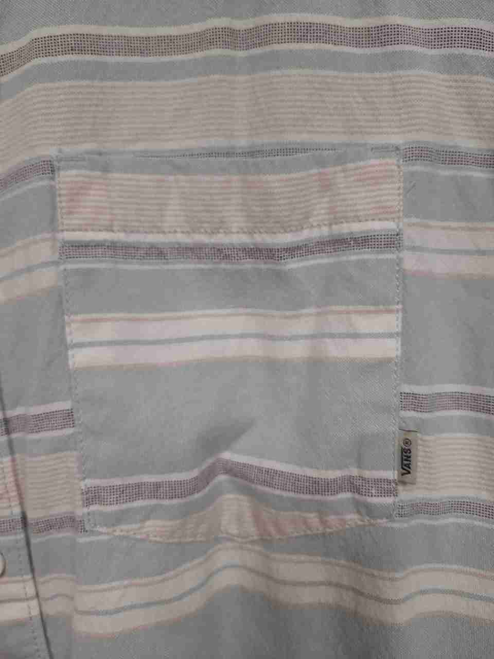 Vans Men's Blue Multicolor Striped Short Sleeve Button-Down Shirt Size XL
