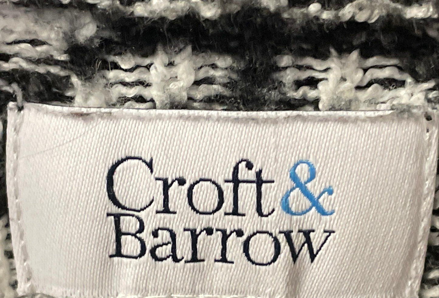Croft & Barrow Women's Black White Geometric Fair Isle Open Front Cardigan Sz S