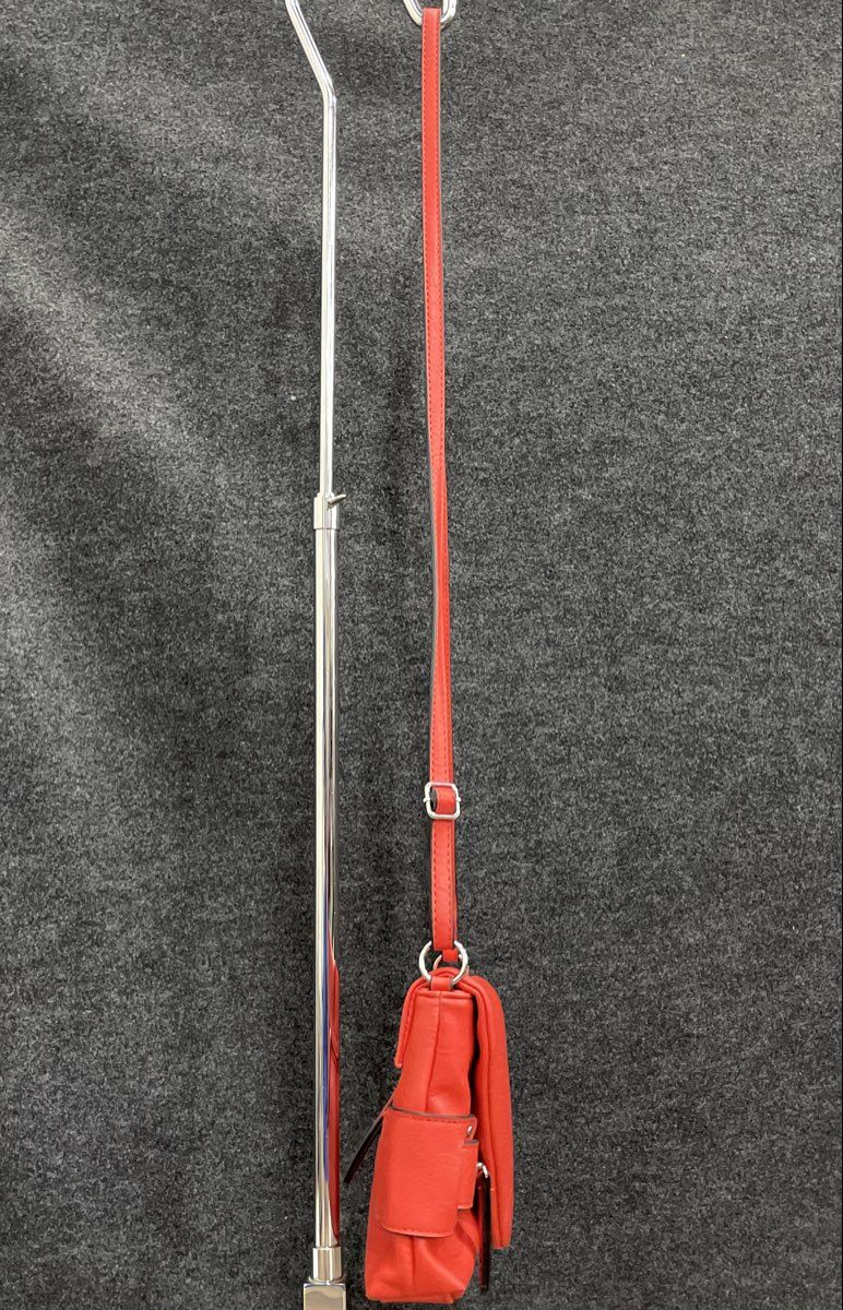 Nicole Miller Red Leather Fold-Over Flap Crossbody Bag Silver Hardware