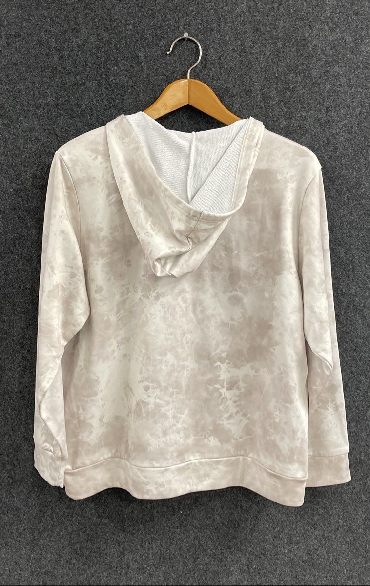 Earth Republic Women's Beige Tie Dye V-Neck Hoodie French Terry Pullover Sz L