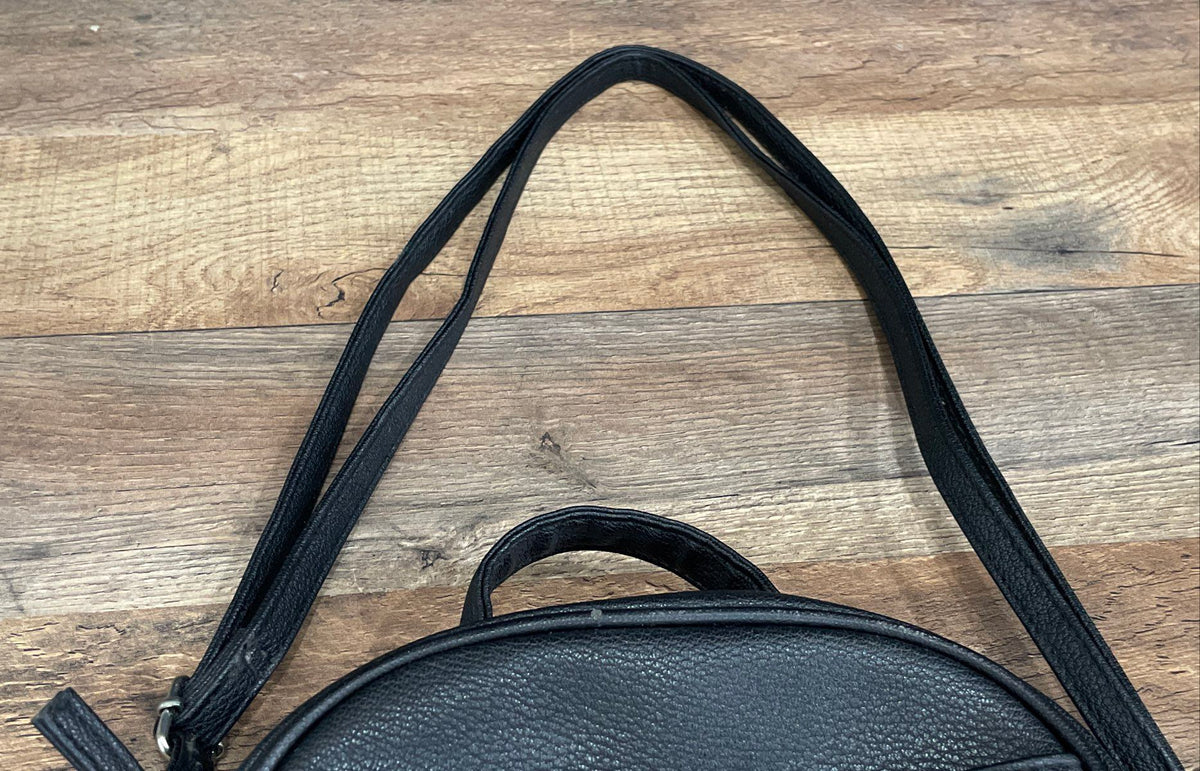 Nautica Black Blue Gingham Checkered Leather Crossbody Camera Bag Purse
