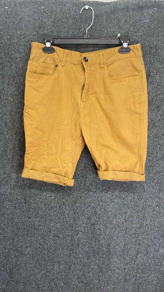 Italy Morn Men's Sunrise Chino Shorts Mustard Yellow Stretch Cotton Rolled Hem S