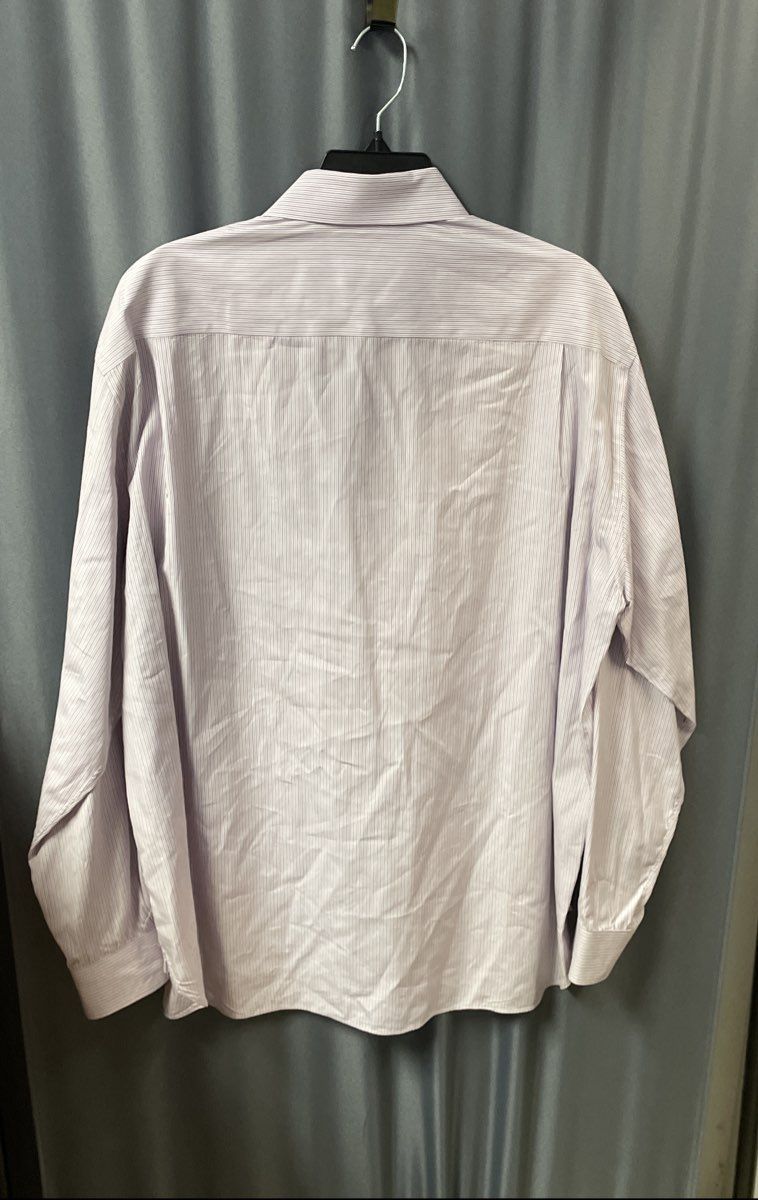 Armani Collezioni Men's Purple Pinstripe Cotton Dress Shirt Italy Sz L 44 17.5