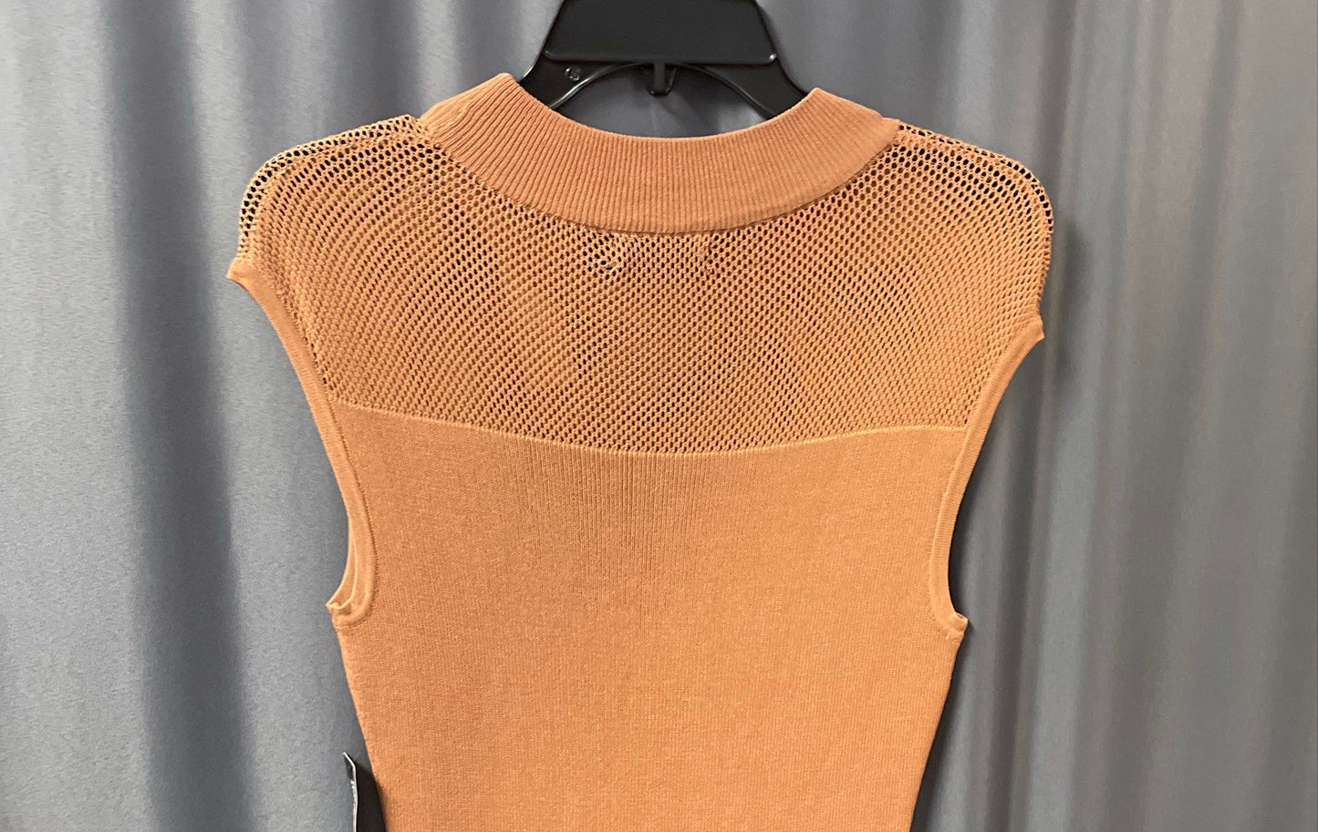 New York & Company Women's Mocha Knit Mesh Yoke Mock Neck Dress Sz M NWT