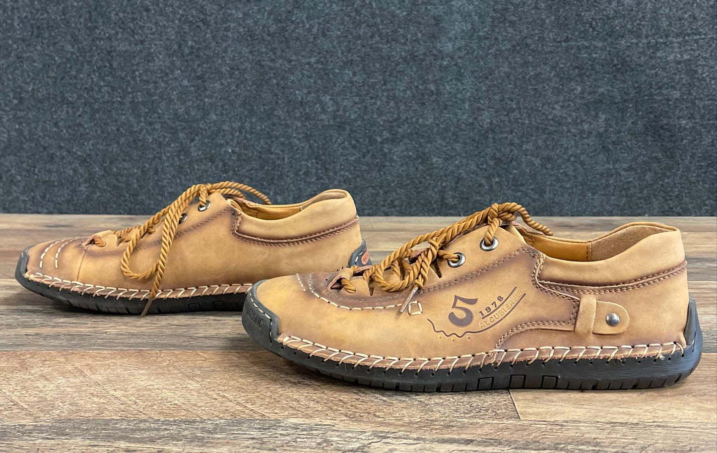 Alcubieree 1978 Tan Leather Casual Comfort Hand Stitched Shoes Size EU 42