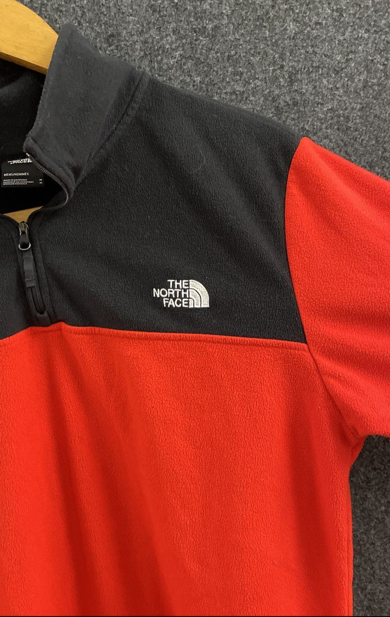 The North Face Men's Red Black TKA Glacier 1/4 Zip Fleece Pullover Size M