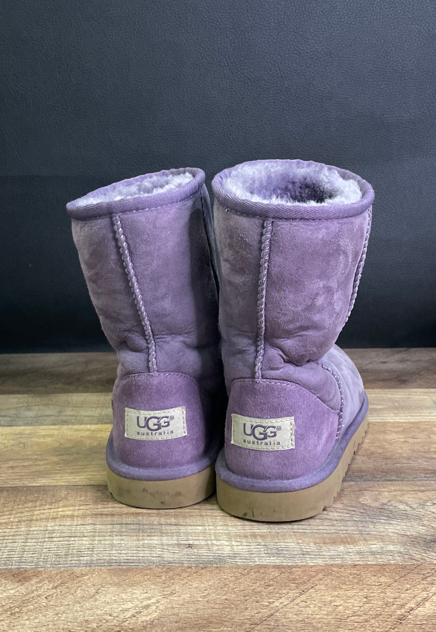UGG Australia Classic Short Purple Suede Sheepskin Boots Girls Size 4