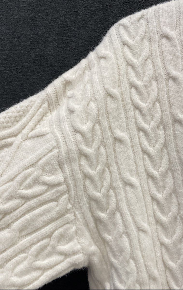 Aelfric Eden Men's Cream Cable Knit Oversized Crewneck Sweater Size M NWT