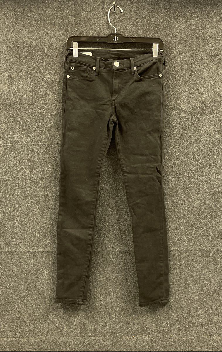 True Religion Women's Halle Mid Rise Super Skinny Black Jeans Size 27