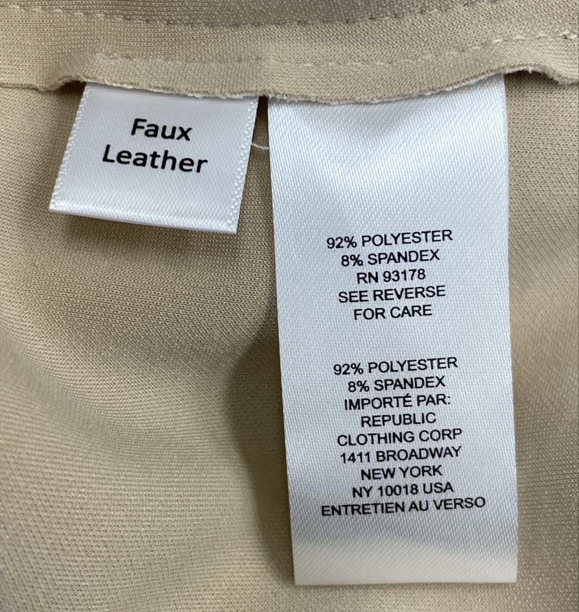 T Tahari Women's Beige Faux Leather Duster Coat Notched Lapel NWT Sz L