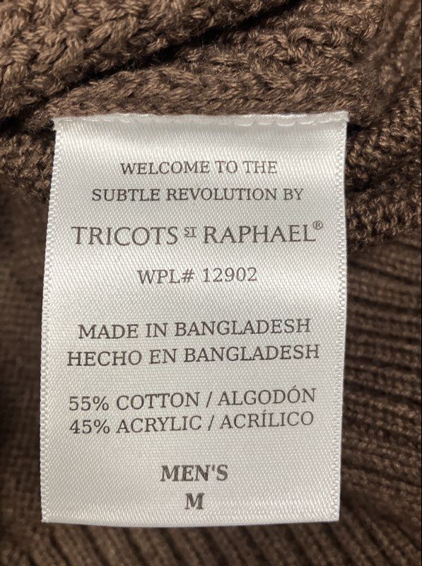 Tricots St Raphael Men's Cardigan Brown Beige Cream Colorblock Shawl Sz M NWT