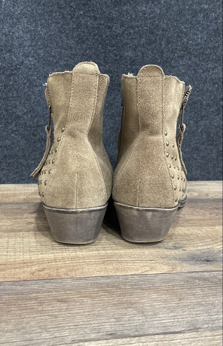 White Mountain Brown Studded Suede Side Zip Ankle Boots Women's Size 10M