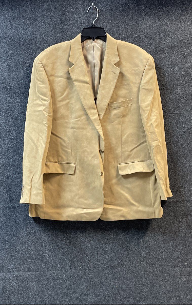 Chaps Men's Tan Faux Suede Two Button Sport Coat Blazer Sz 48R