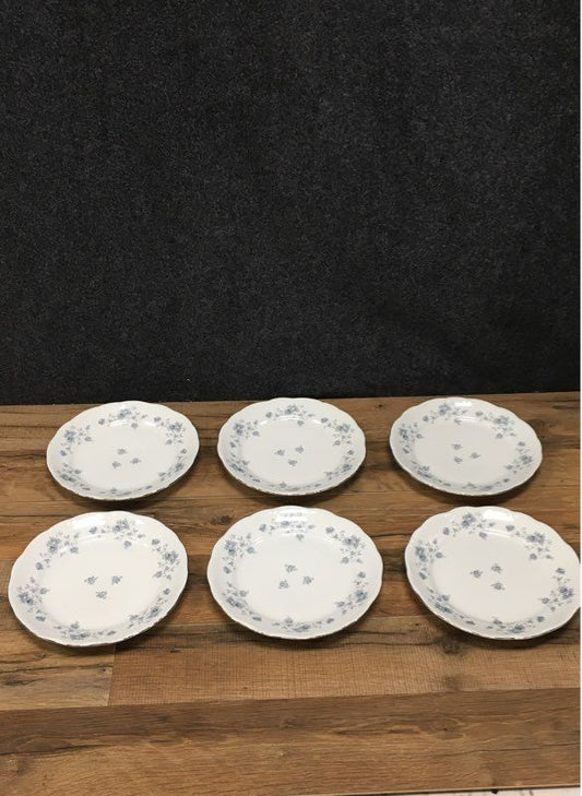 Johann Haviland Blue Garland Porcelain Salad Plates Set of 6 Germany Vintage