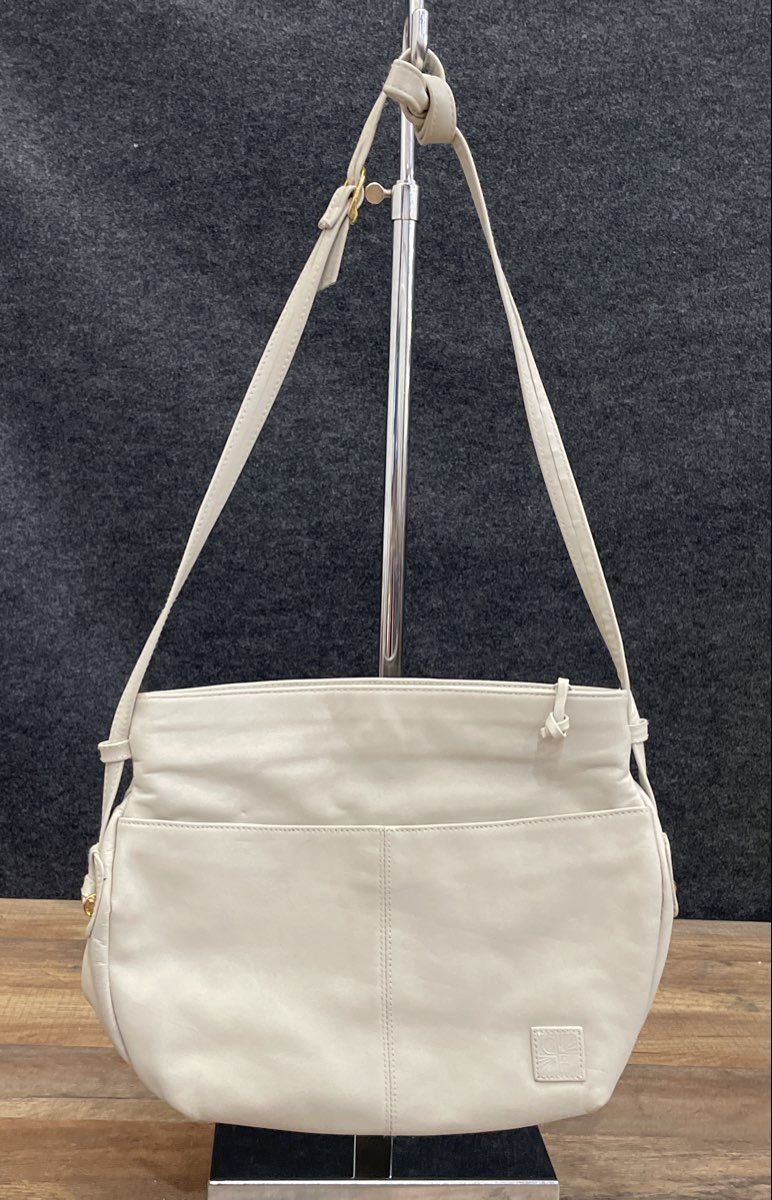 Giani Bernini Grey Smooth Leather Crossbody Shoulder Bag Gold Tone Hardware