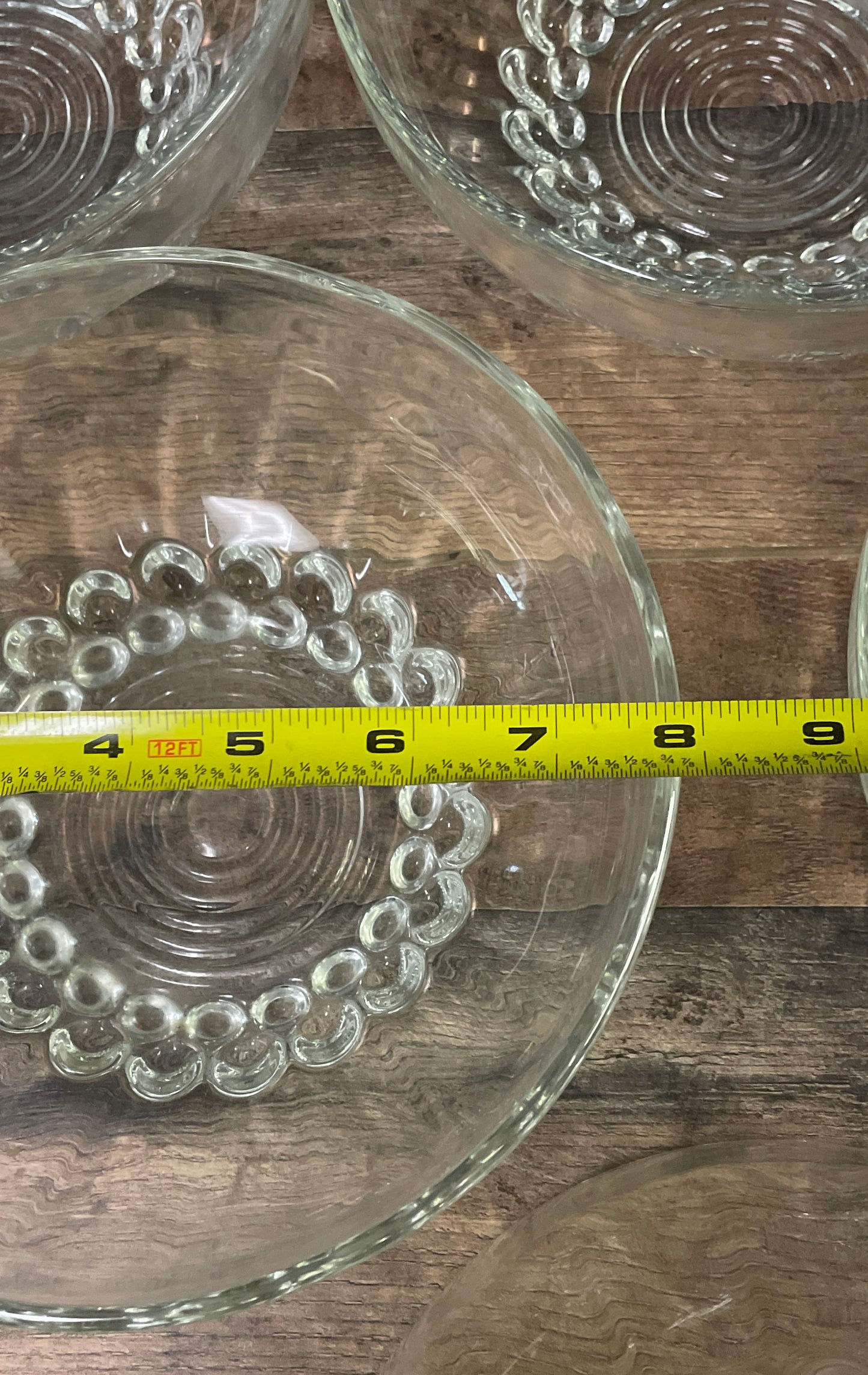 Pressed Glass Bubble Bottom Dessert Bowls 6 Piece Set Clear Vintage