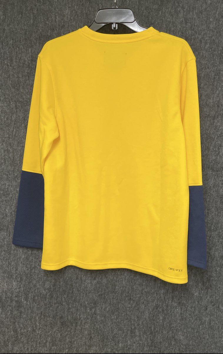 Jordan Men's Michigan Wolverines Yellow Blue Long Sleeve Performance Top Sz M