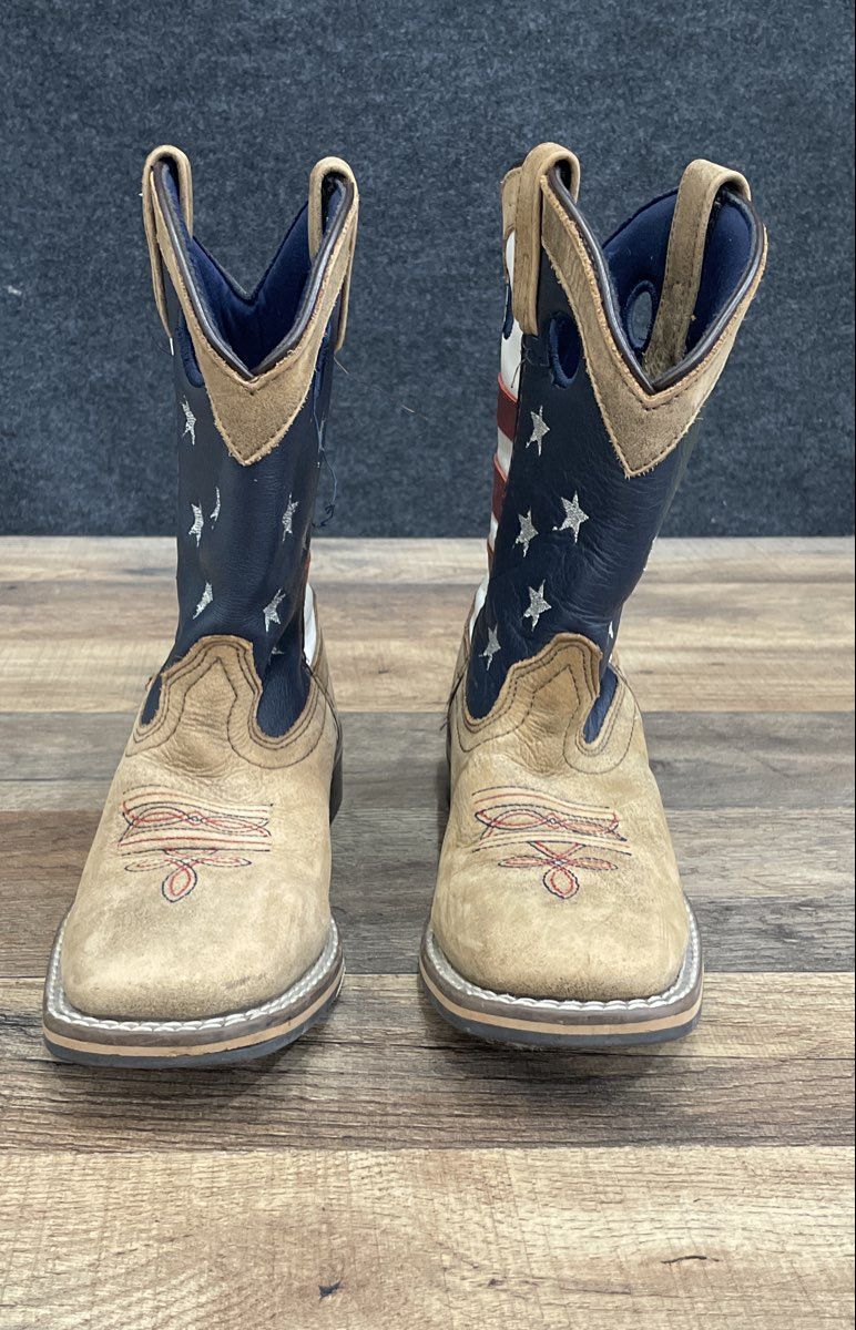 Smoky Mountain Kids American Flag Stars & Stripes Western Cowboy Boots Size 2 R