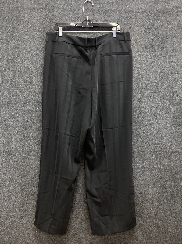 Banana Republic Women's Black Pinstripe Pleated Wide Leg Pants Sz 16 NWT
