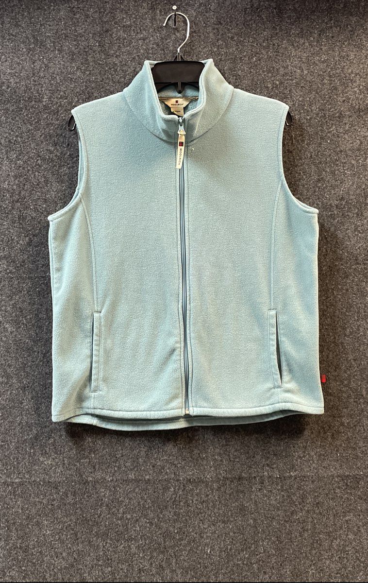 Woolrich Women's Fleece Vest Light Teal Full Zip Pockets Size L