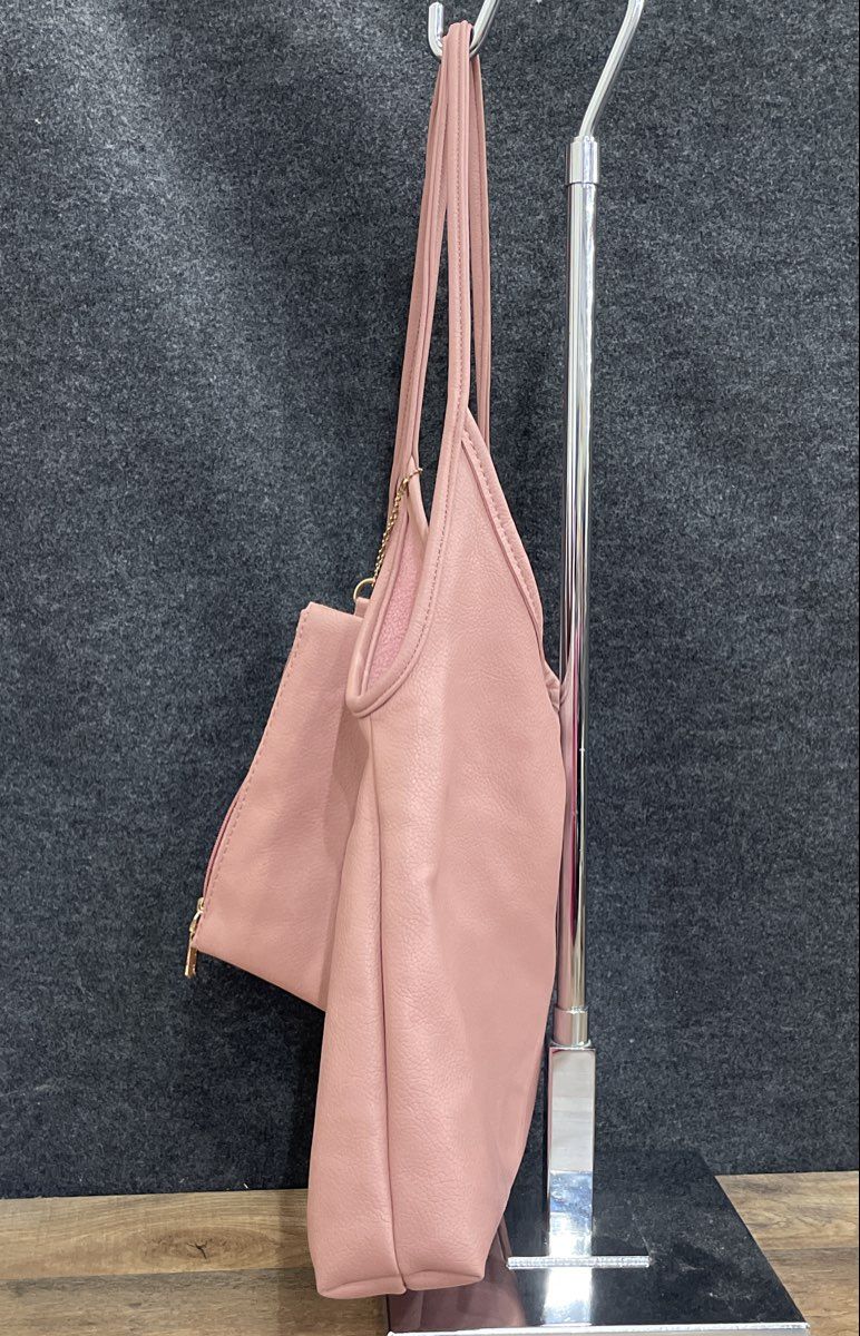 Montana West Pink Leather Pebbled Tote Bag with Matching Wallet Pouch
