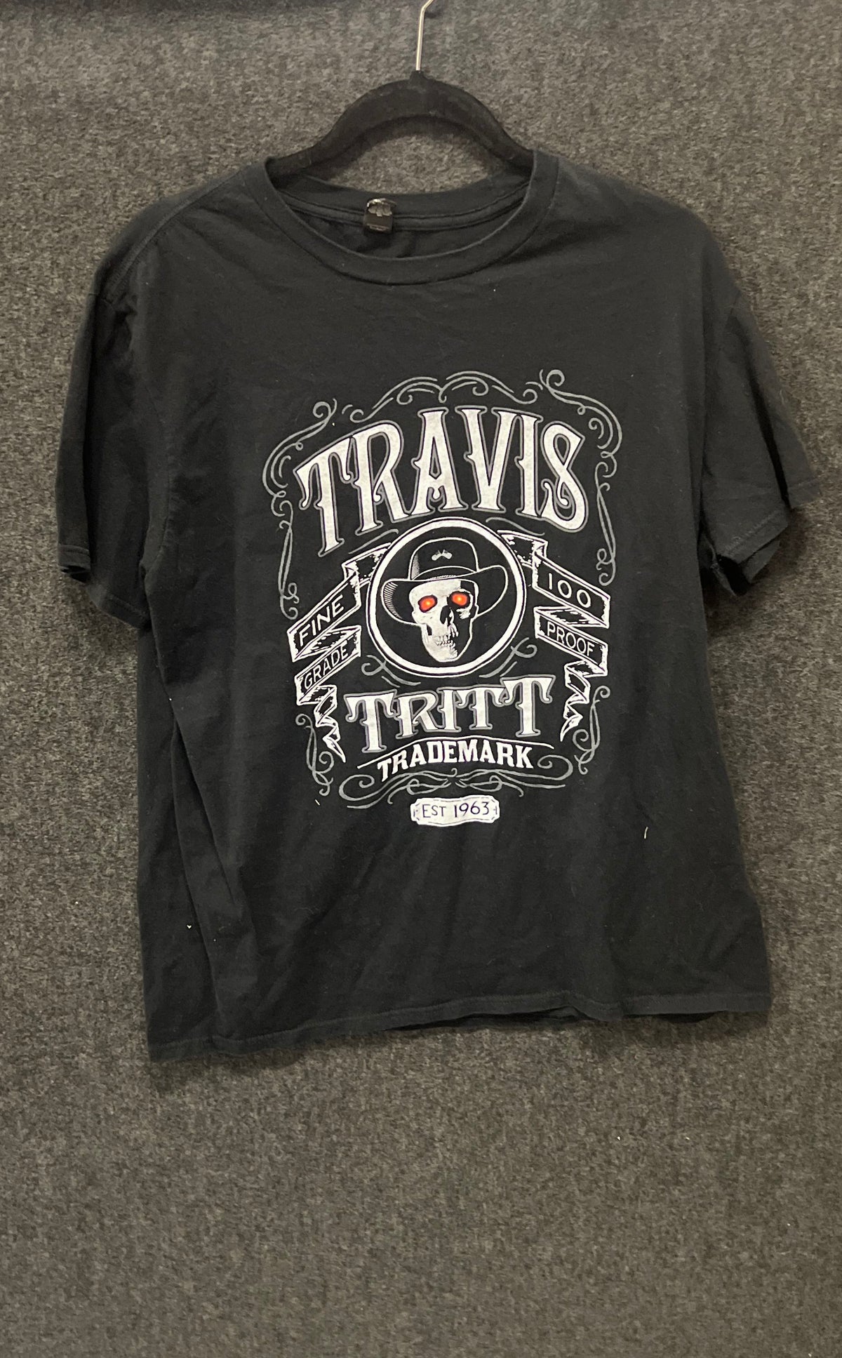 Travis Tritt Country Music Tour Concert Graphic T-Shirt Skull 100 Proof Black