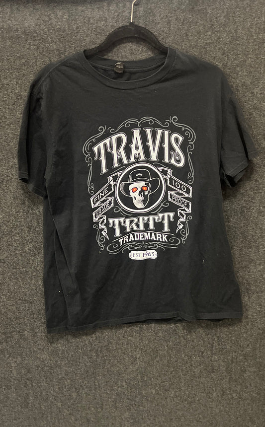 Travis Tritt Country Music Tour Concert Graphic T-Shirt Skull 100 Proof Black