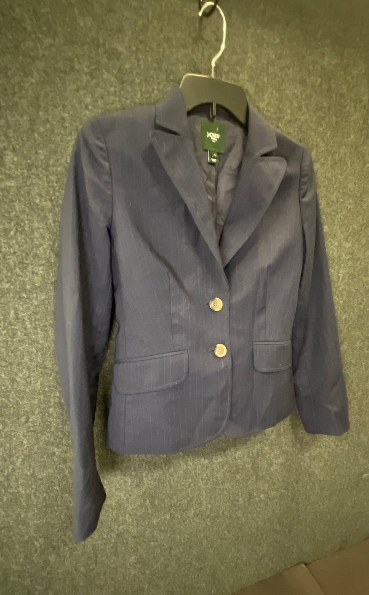 J.Crew Women's Navy Blue Pinstripe Suiting Blazer Jacket Size 0