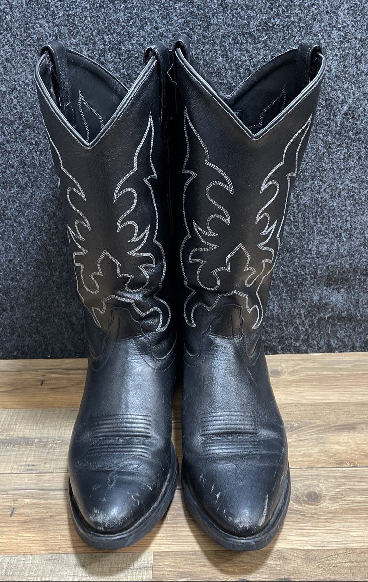 Old West TBM3010 Men's Black Leather Western Cowboy Pointed Toe Boots Size 11 D