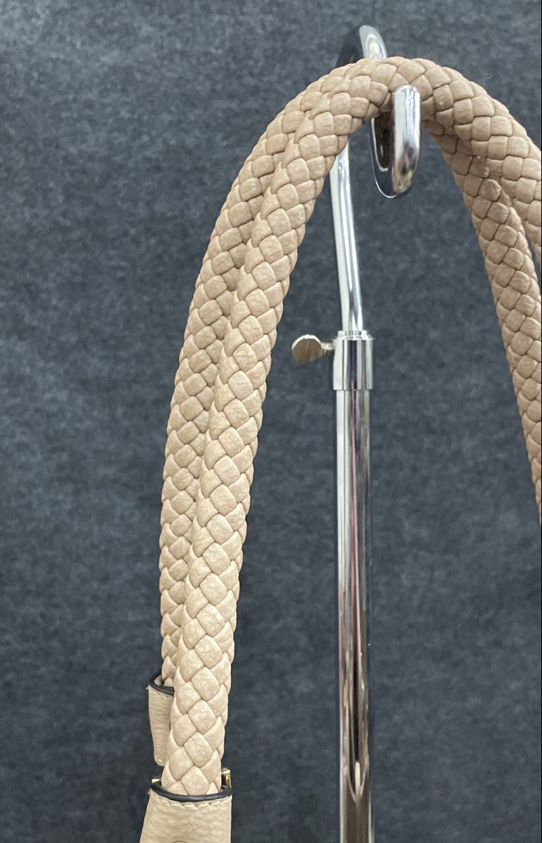 Black Rivet Black Tan Two Tone Pebbled Large Shoulder Tote Bag Braided Gold