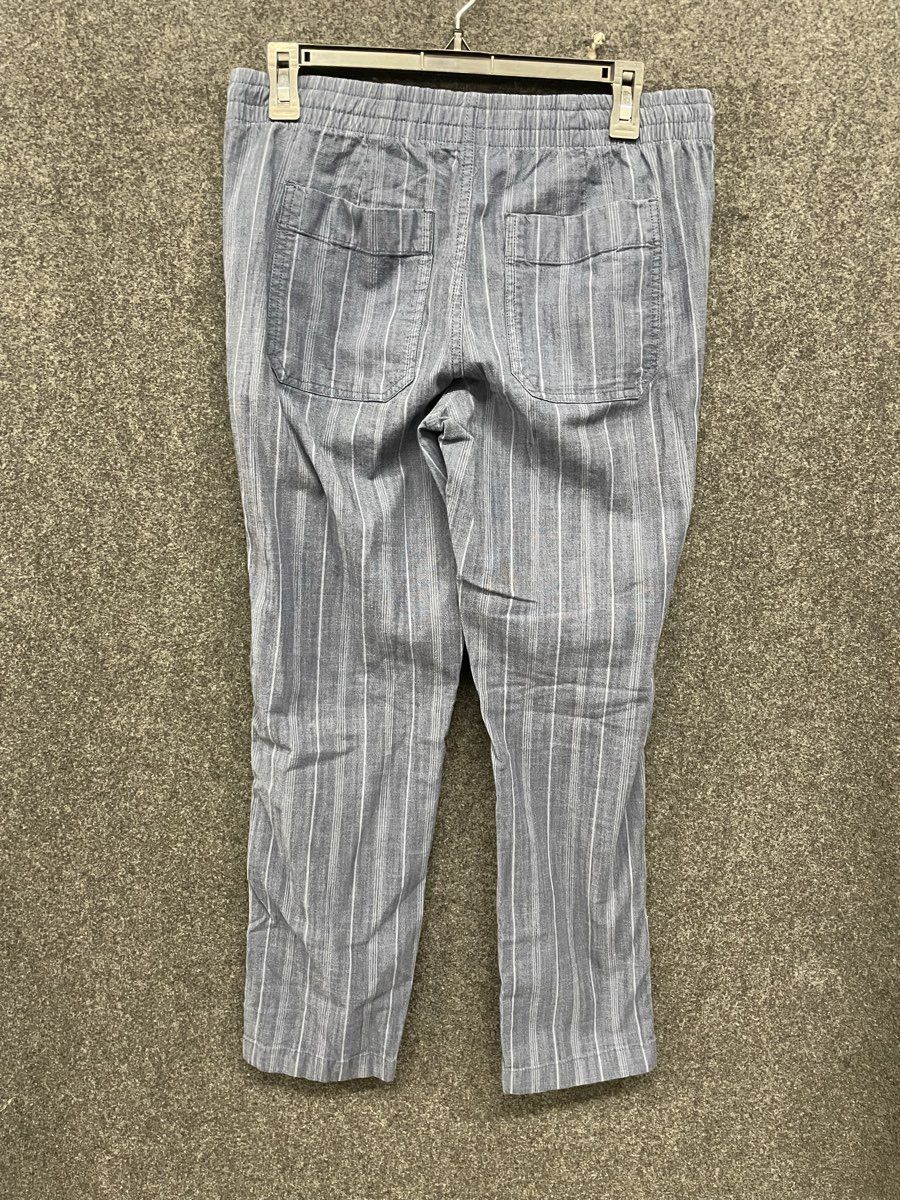 LL Bean Women's Favorite Fit Pants Blue Striped Cotton Spandex Size 4 Reg