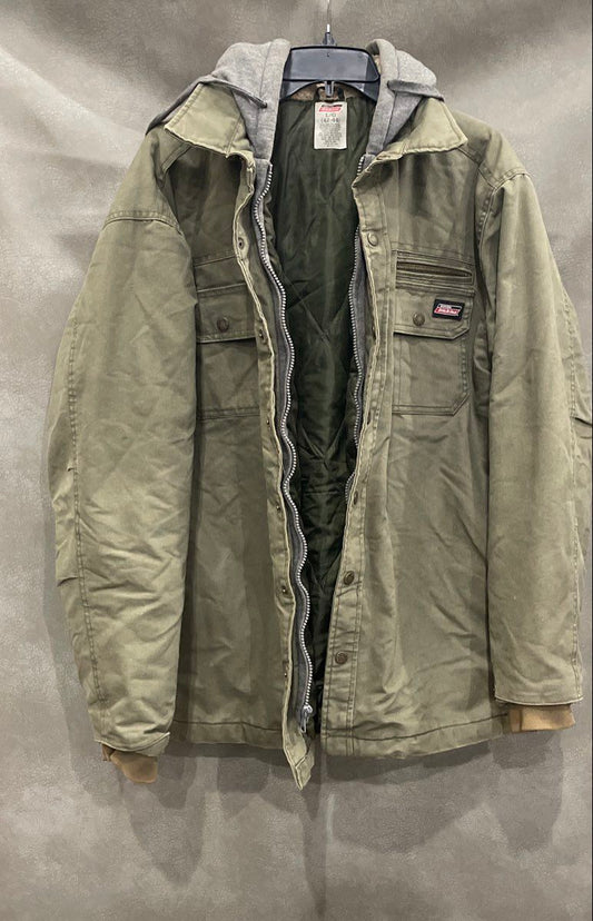 Genuine Dickies Men's Green Hooded Work Jacket Quilted Lined Sherpa Sz L
