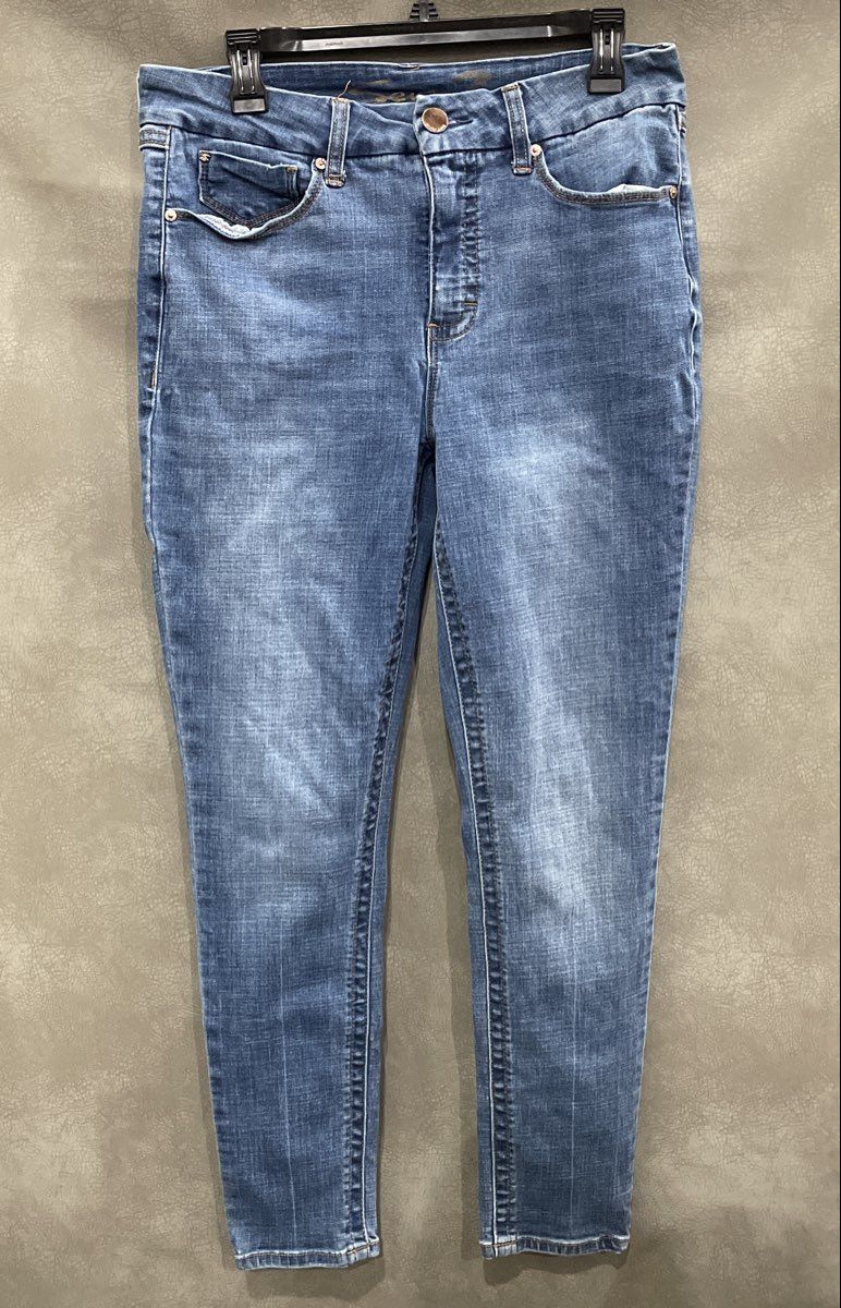 Seven7 Women's Medium Wash Blue Stretch Denim Skinny Jeans Size 12
