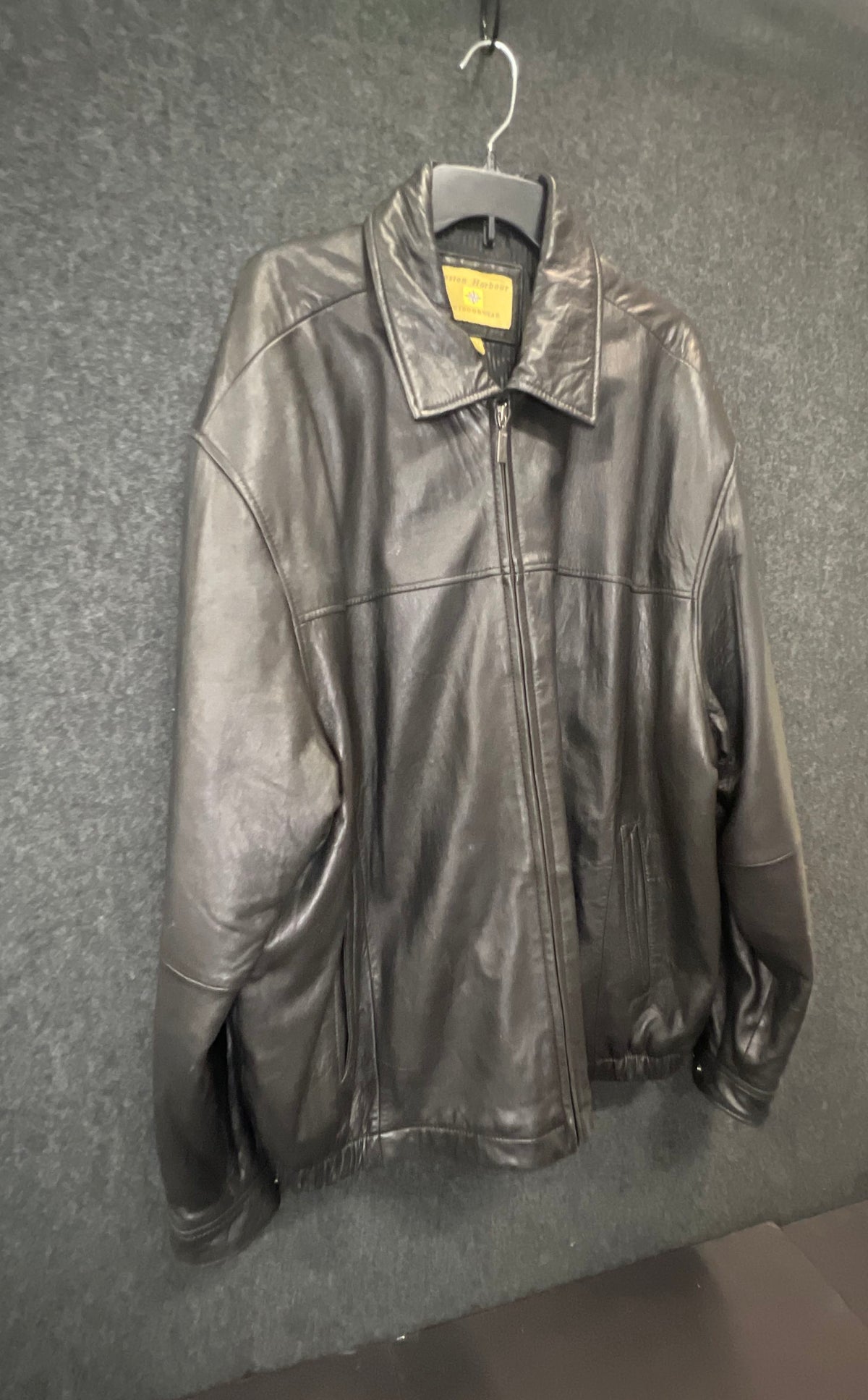 Boston Harbour Men's Black Leather Full Zip Outdoorwear Jacket Sz 3XLT