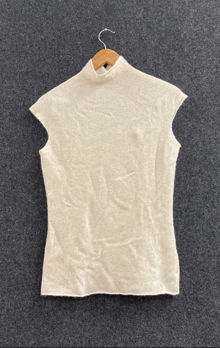 Vintage 90s Banana Republic Women's Mock Neck Fuzzy Wool Blend Sweater Vest Sz M