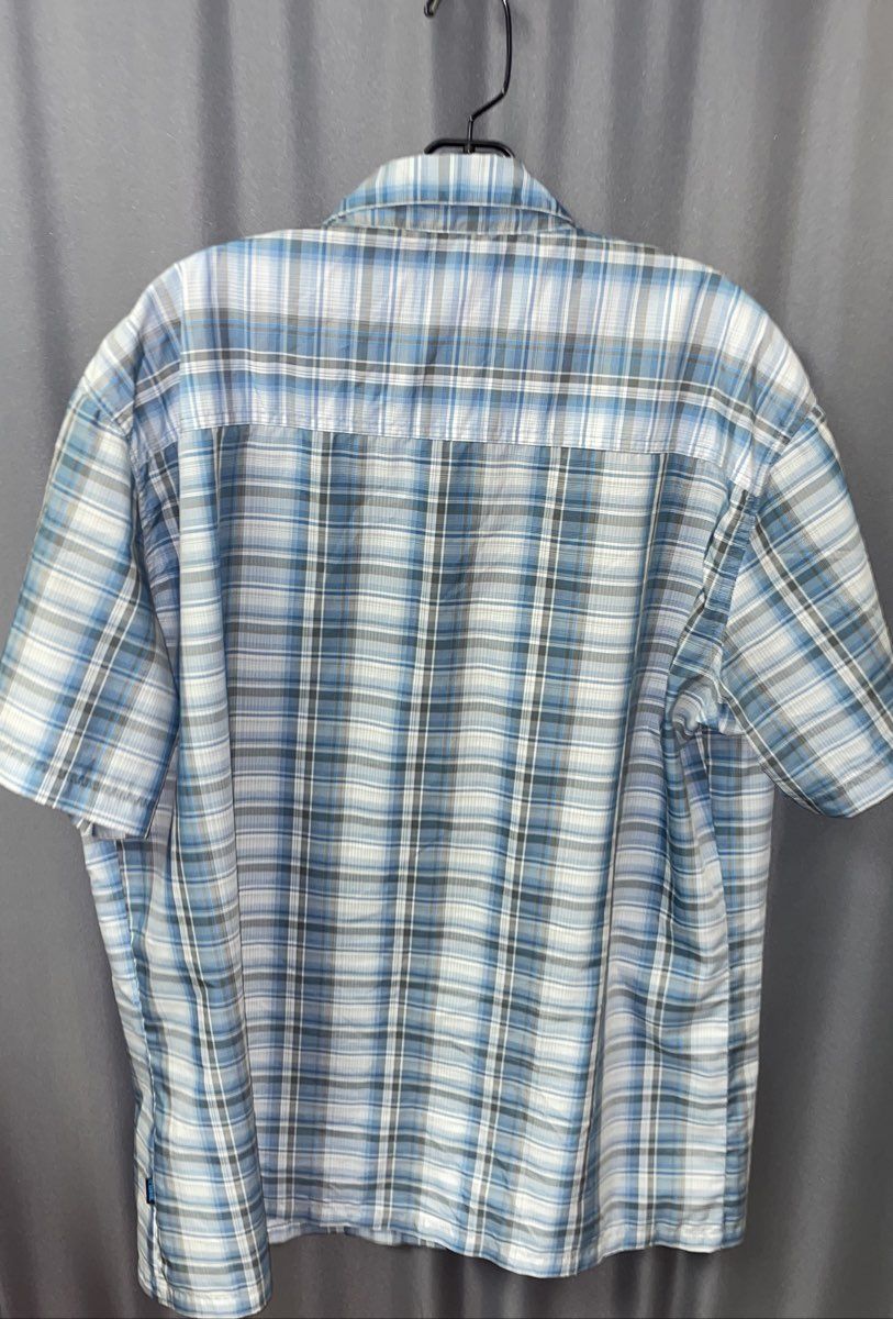 Kuhl Men's Blue Plaid Short Sleeve Polyester Button Up Shirt Sz XL